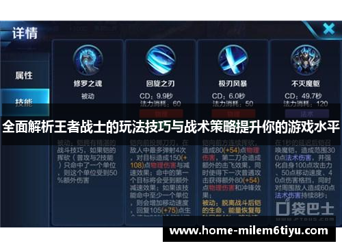 全面解析王者战士的玩法技巧与战术策略提升你的游戏水平